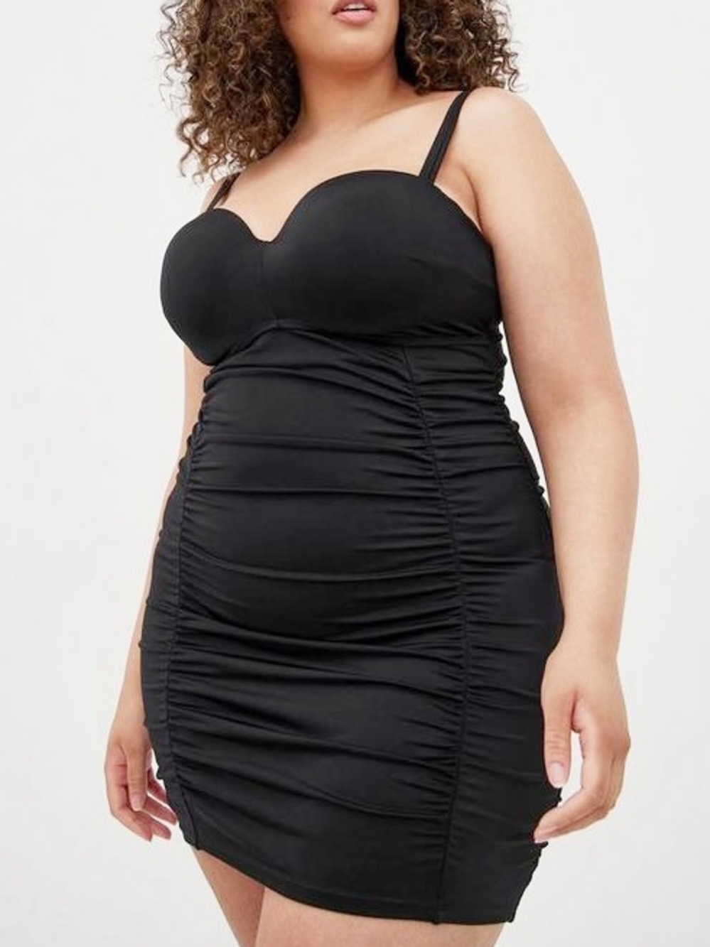 Torrid Black Ruched One-Piece Swim Dress Size 1x
